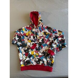Popeye Hoodie Sweatshirt‎ Mens Large Red The Sailor AOP Y2K Cartoon